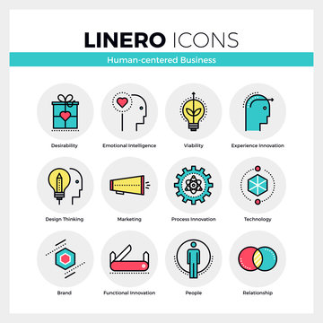 Human Centered Business Linero Icons Set