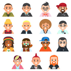 icon subcultures man in flat style.