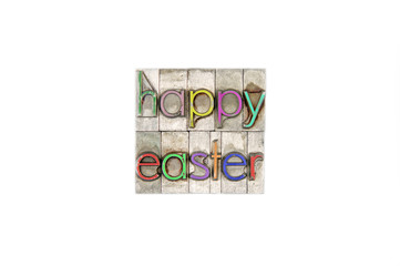 happy easter / caracteres d'imprimerie en plomb