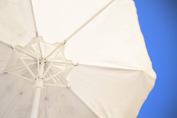 Sunshade against the blue sky from the first person