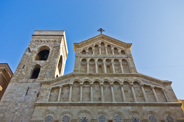 Architectural details at the entrance to Cagliari cathedral, Sardinia, Italy