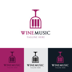 Wine music logo,food logo,cooking logo,restaurant logo,bistro logo,vector logo template