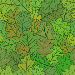 Seamless pattern with oak leaves.