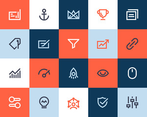 Seo and optimization icons. Flat style