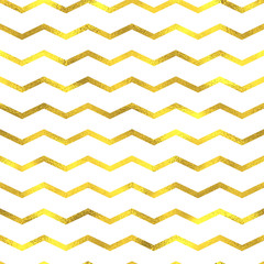 Gold glittering foil seamless pattern background with zig zag