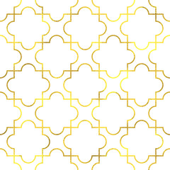 Gold vintage foil ornamental arabic seamless pattern background