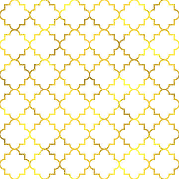 Gold Vintage Foil Ornamental Arabic Seamless Pattern Background