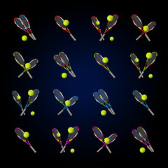 Vector tennis symbols as design elements, tennis balls, tennis r
