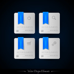 Blue business stickers on the black background for infographics