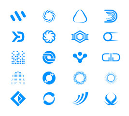Vector icons and shapes collection for logo, label design.