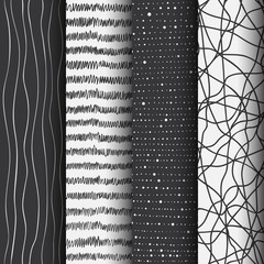 Vector seamless pattern set. Hand drawn organic abstract background. - obrazy, fototapety, plakaty