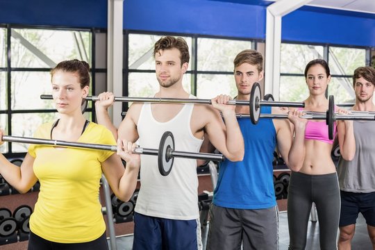 Fitness Class Lifting Barbell