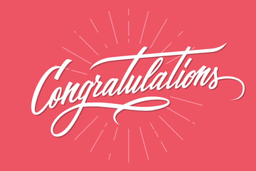 Congratulations. Hand lettering. Calligraphic greeting inscription. Vector handwritten typography.