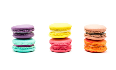 A french sweet delicacy, macaroons variety closeup.
