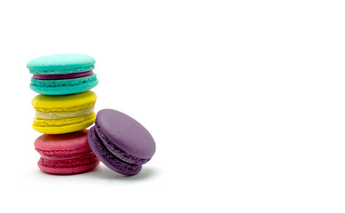 A french sweet delicacy, macaroons variety closeup.