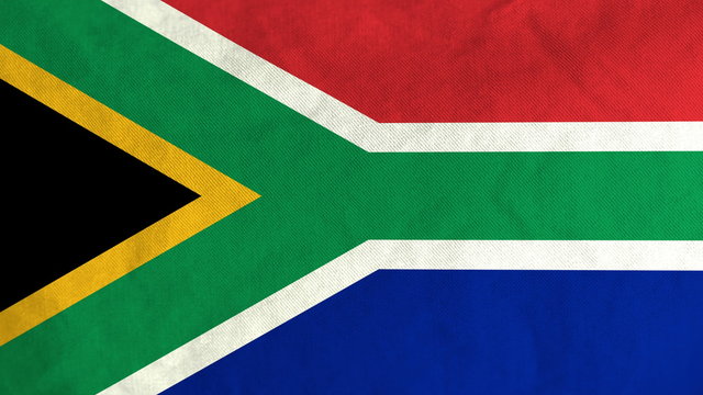 South African flag waving in the wind (full frame footage in 4K UHD resolution).