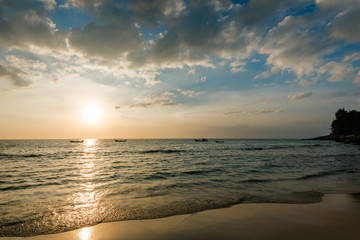 Picturesque seaview, sunset in Andaman sea, Naithon beach, Phuket. Dramatic sunset at Naithon Beach, Phuket, Thailand