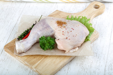 Raw chicken leg