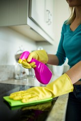 Pretty woman doing her house chores