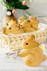 Baking Easter bunny in a rustic style, selective focus.