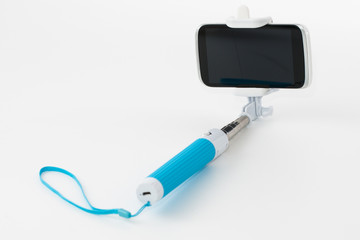 Smart phone on a selfie stick.