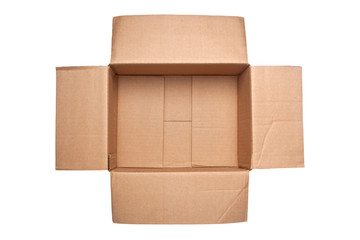 Opened corrugated cardboard box