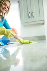 Pretty woman doing her house chores