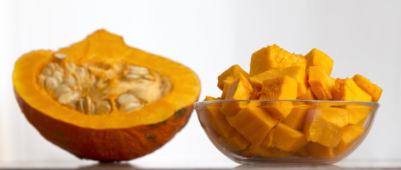 raw pumpkin slices on the plate