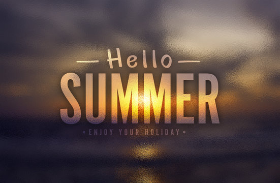 glass texture background, happy summer Over sea setting sun  background]