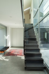 Interior, iron staircase of a modern house
