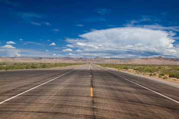 Long highway in  Utah desert