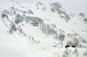 Obraz premium Winter landscape of ski resort in Sochi