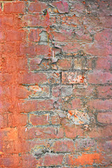 Background of red brick grungy wall texture