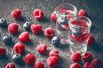 Raspberry and blue berry vodka. - Powered by Adobe
