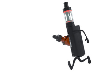 Running vaping ecig battery mod with ejuice bottle