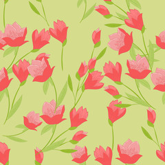Seamless pattern with tulips