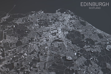 Edimburgo mappa, vista satellitare, Scozia, Gran Bretagna, Regno Unito