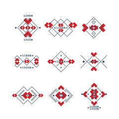 Set of bohemian style geometric symbols. Collection ethnic tribal elements in boho design.