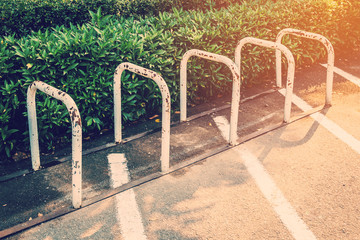 bicycle parking and soft light with vintage effect.