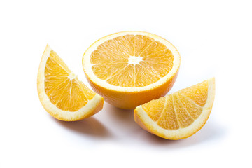 Sliced orange on white background