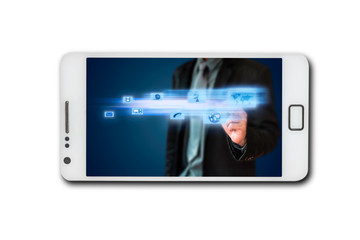 Business through a touch screen mobile phone