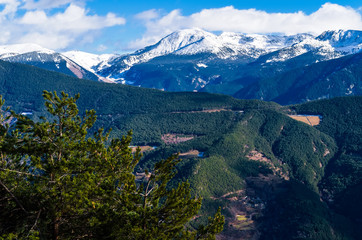Panoramic view of the mountains around the valley of  Andorra