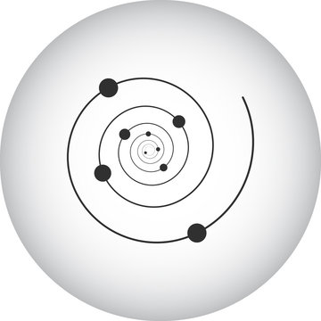 Solar system spiral model simple icon on round background