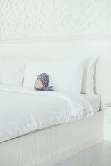 Beautiful luxury white pillow on bed