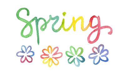 Watercolor wreath of colorful flowers