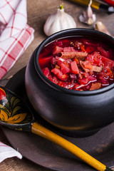Russian national dish is red borsch