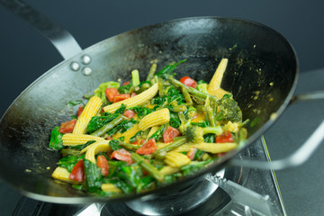 preparing curry vegetables