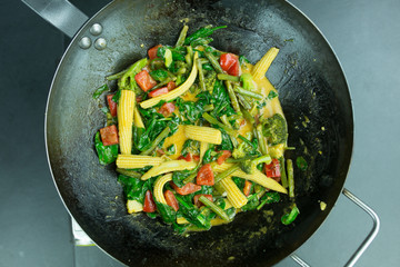 preparing curry vegetables