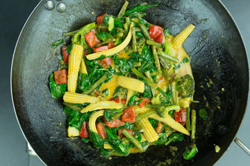 preparing curry vegetables