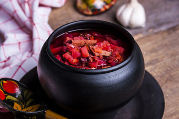 Russian national dish is red borsch